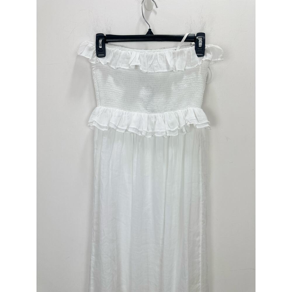 J.Crew Ravenna Dress Ramie Ruffle Lightweight Smocked Midi White XS NWT - Picture 6 of 12